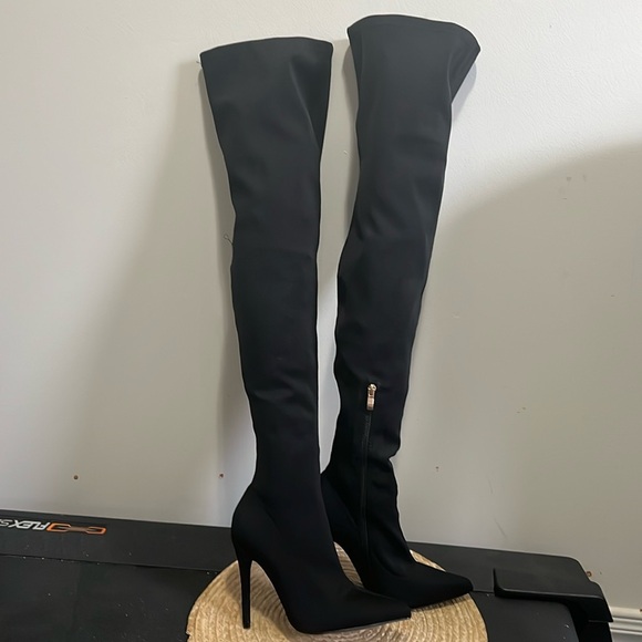 Boohoo Where the Party At Knee High Thigh Boots Size 38 - Picture 6 of 15